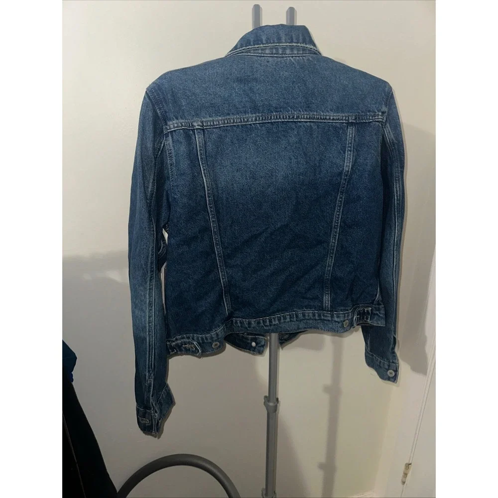 Lucky Brand Denim Jacket Embellished Star Applique Blue Jean Womens size large - Picture 6 of 12